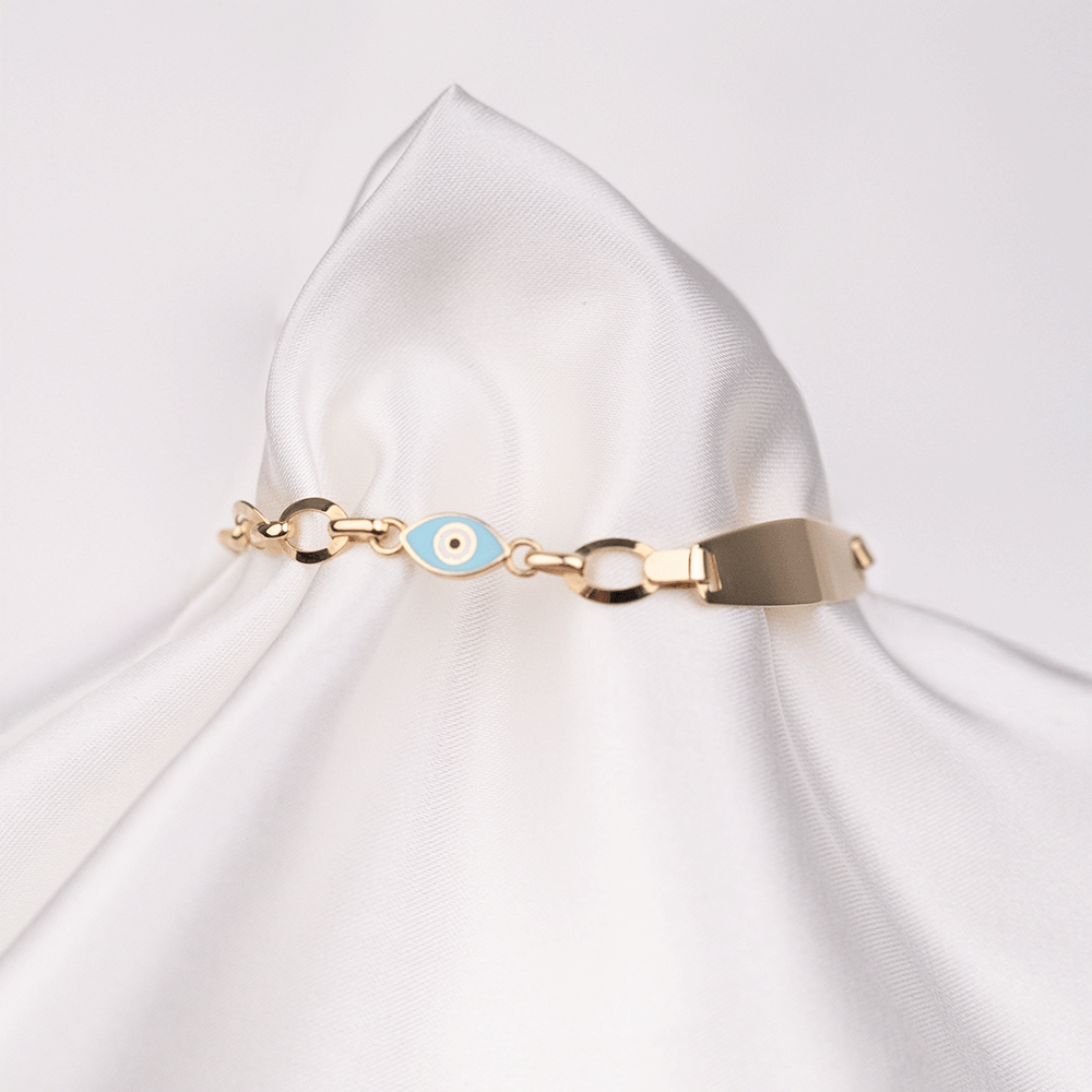 14 Ayar Göz Mineli Altın Künye