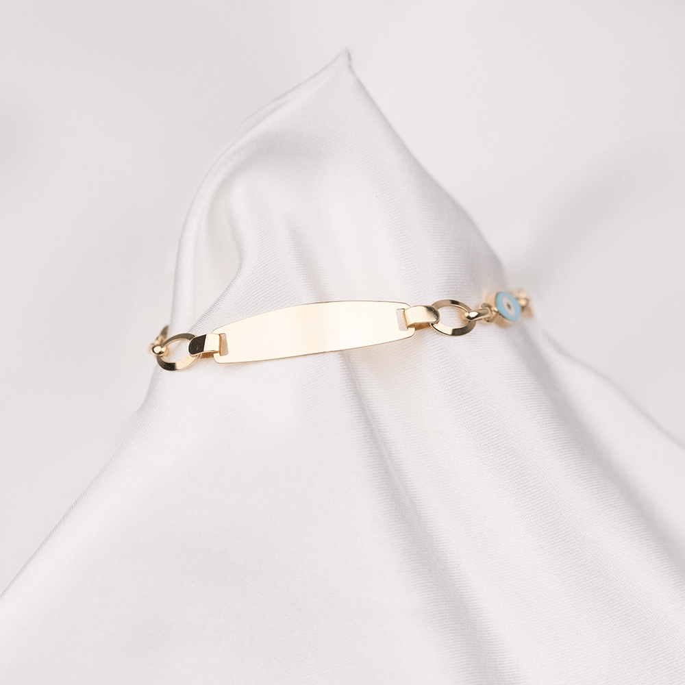 14 Ayar Göz Mineli Altın Künye