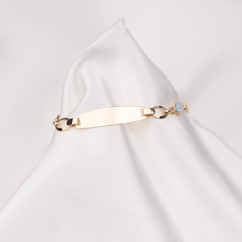 14 Ayar Göz Mineli Altın Künye