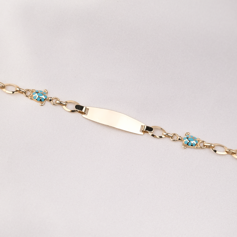 14 Ayar Kaplumbağa Detaylı Altın Künye Bileklik