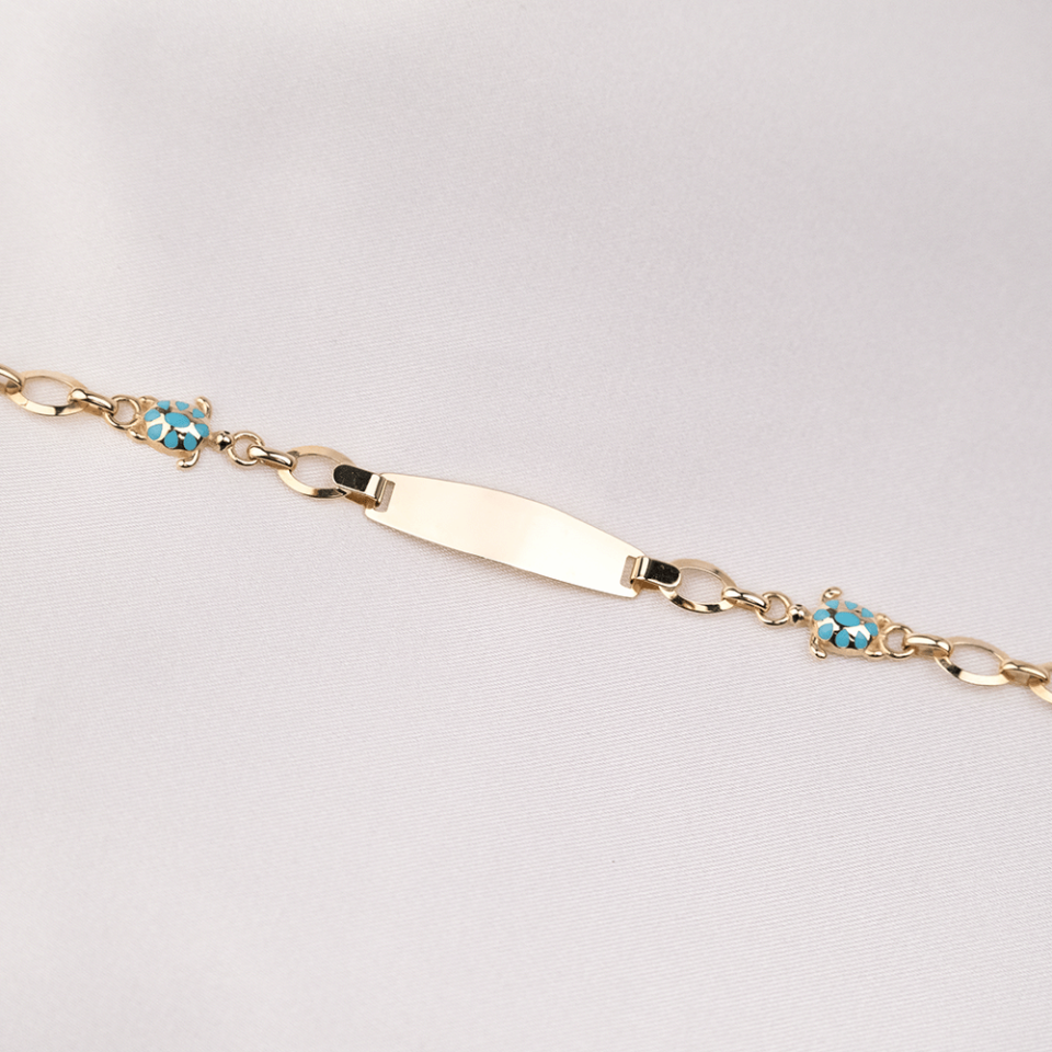 14 Ayar Kaplumbağa Detaylı Altın Künye Bileklik