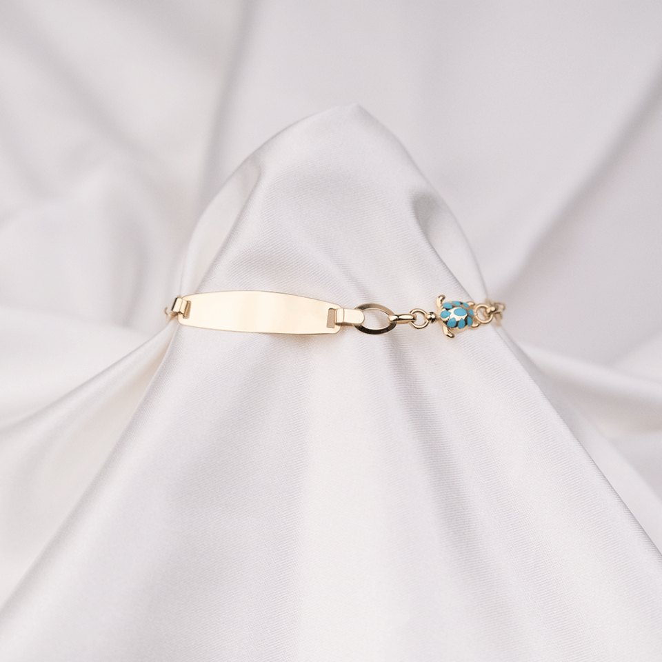 14 Ayar Kaplumbağa Detaylı Altın Künye Bileklik