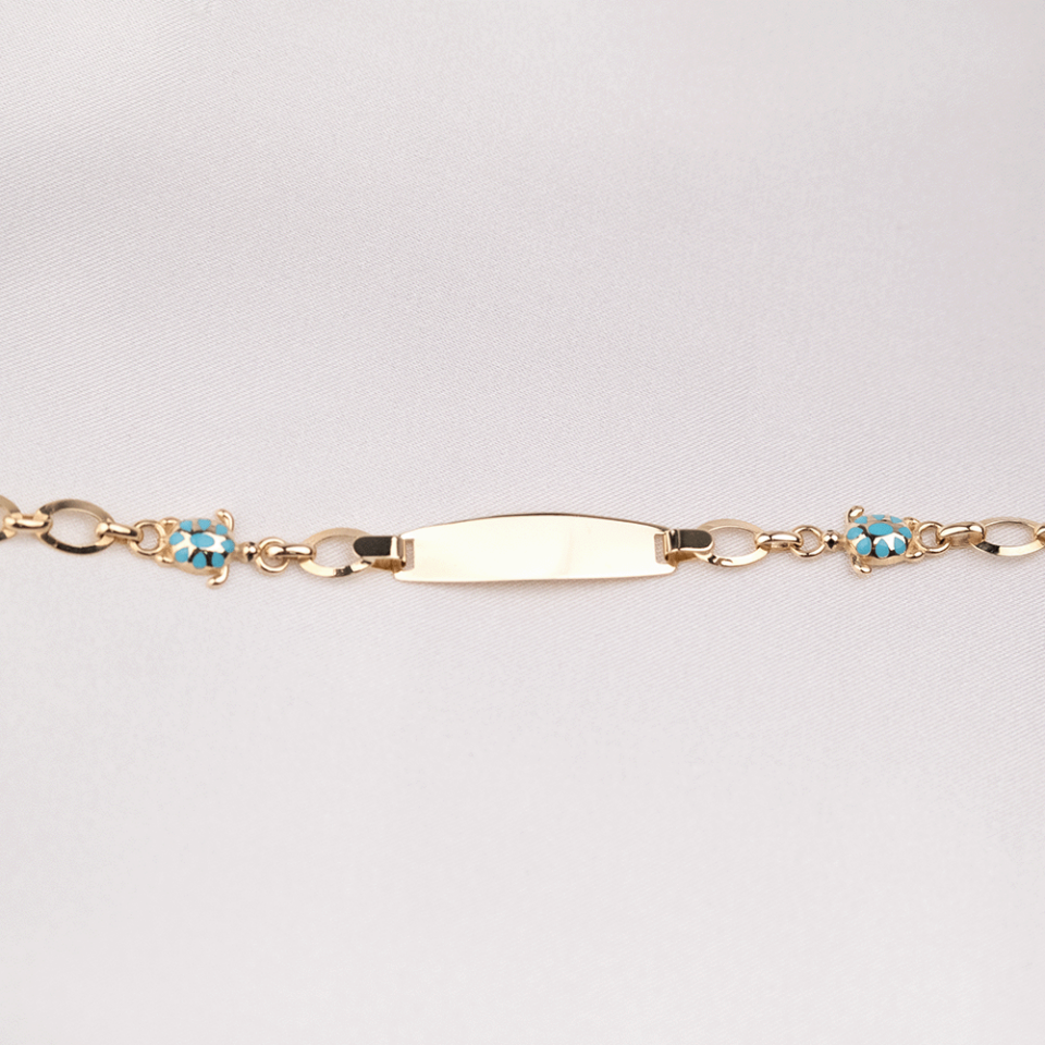 14 Ayar Kaplumbağa Detaylı Altın Künye Bileklik