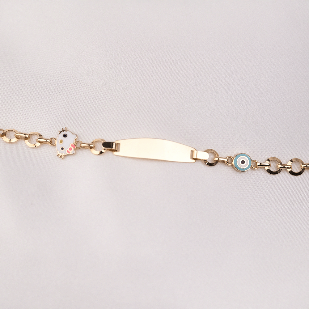 14 Ayar Renkli Detaylı Altın Künye Bileklik