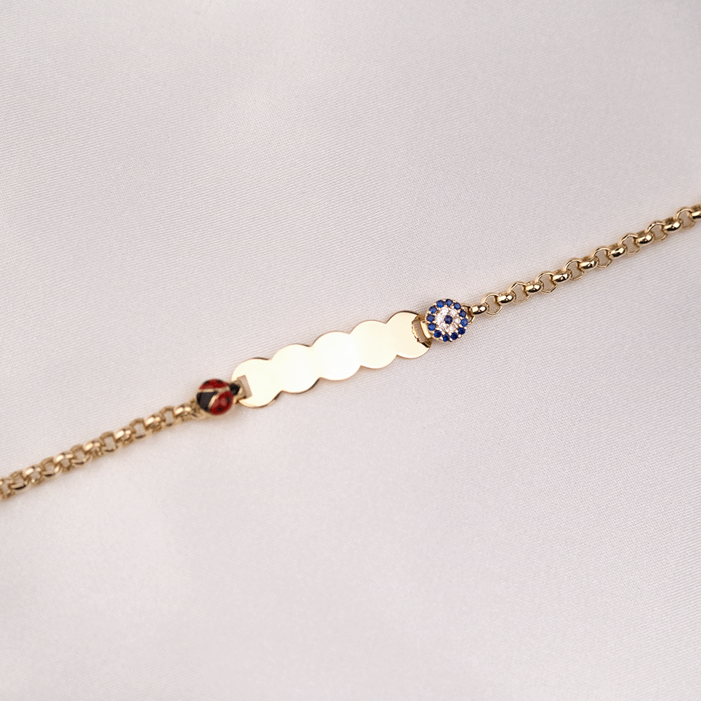 14 Ayar Uğur Böceği Detaylı Daireli Altın Künye