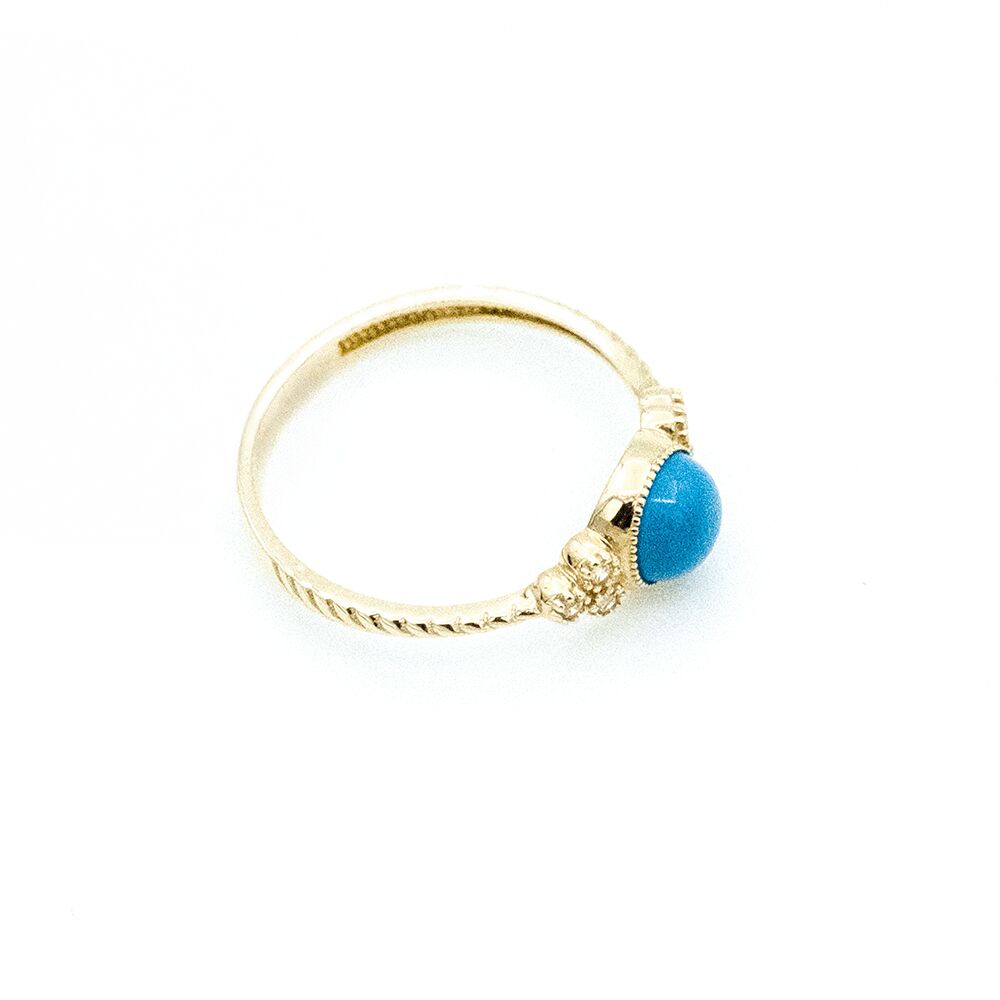 14 Ayar Açık Mavi Taşlı Altın Yüzük