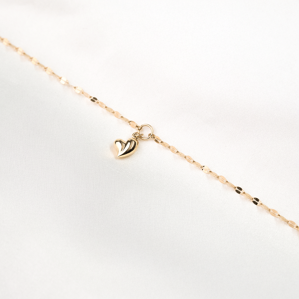 14 Ayar Kalp Detaylı Altın Bileklik