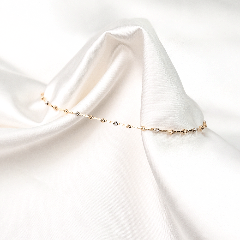 14 Ayar Renkli Top Sıralı Altın Bileklik