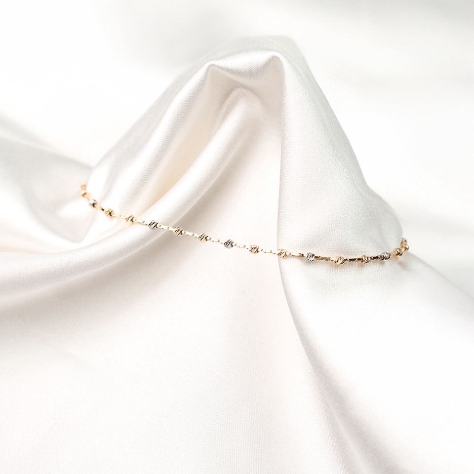 14 Ayar Renkli Top Sıralı Altın Bileklik