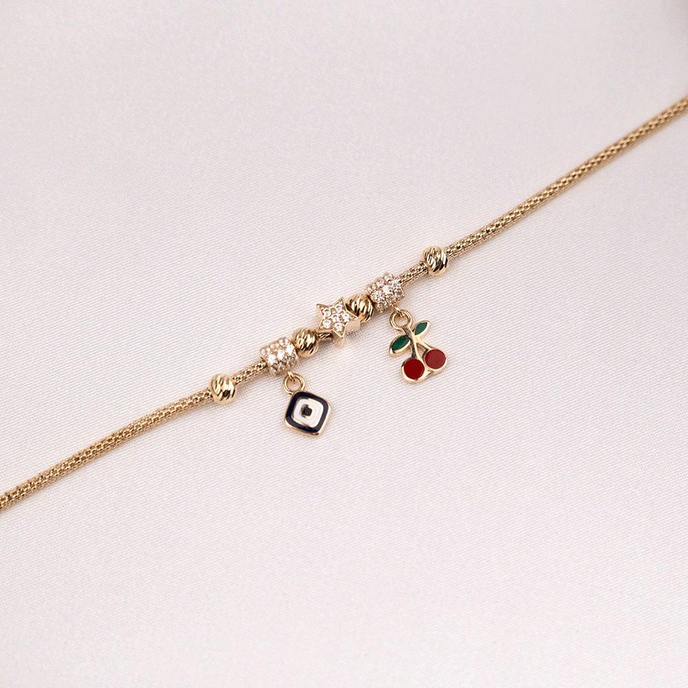 14 Ayar Meyve Detaylı Çocuk Altın Bileklik