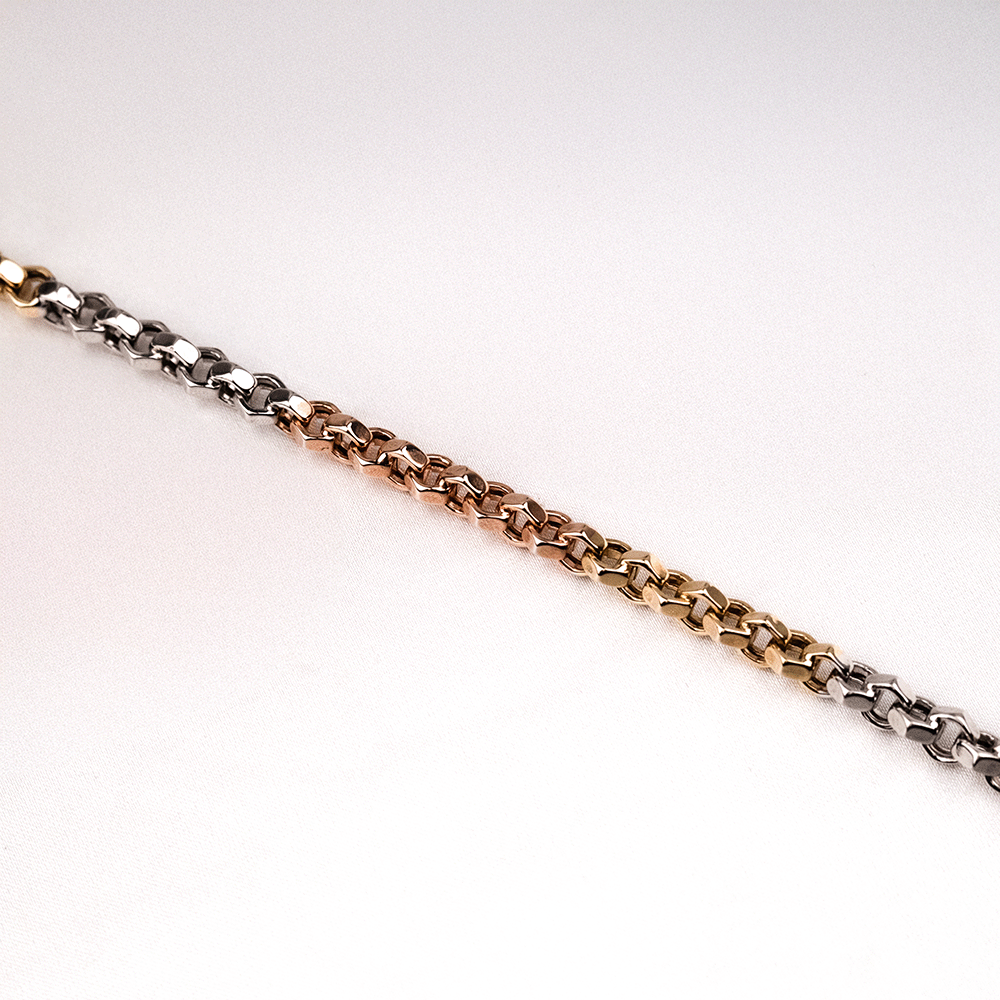 14 Ayar Renkli Çark Zincir Sıralı Altın Bileklik