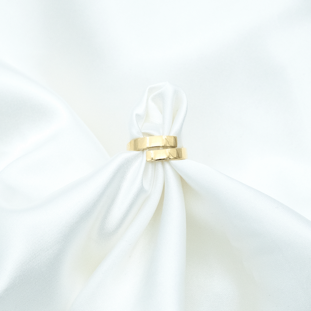 14 Ayar Dikdörtgen Parıltılı Ayrık Altın Yüzük