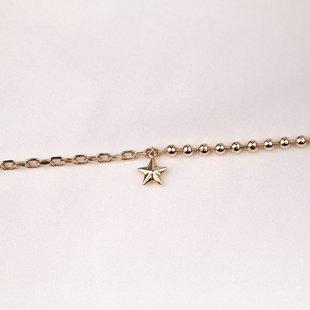 14 Ayar Yıldız Zarafeti Altın Bileklik