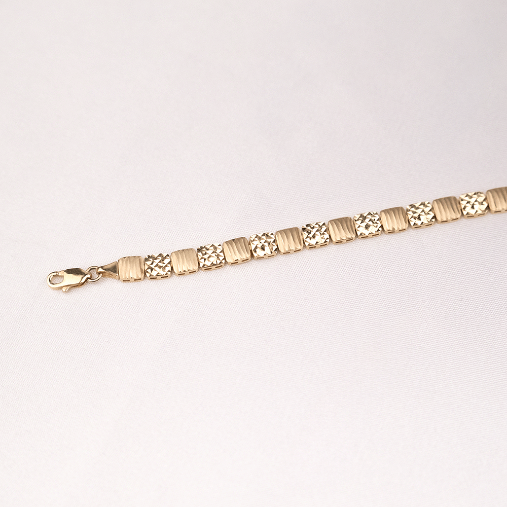 14 Ayar Parıltılı Kare Kesim Altın Bileklik