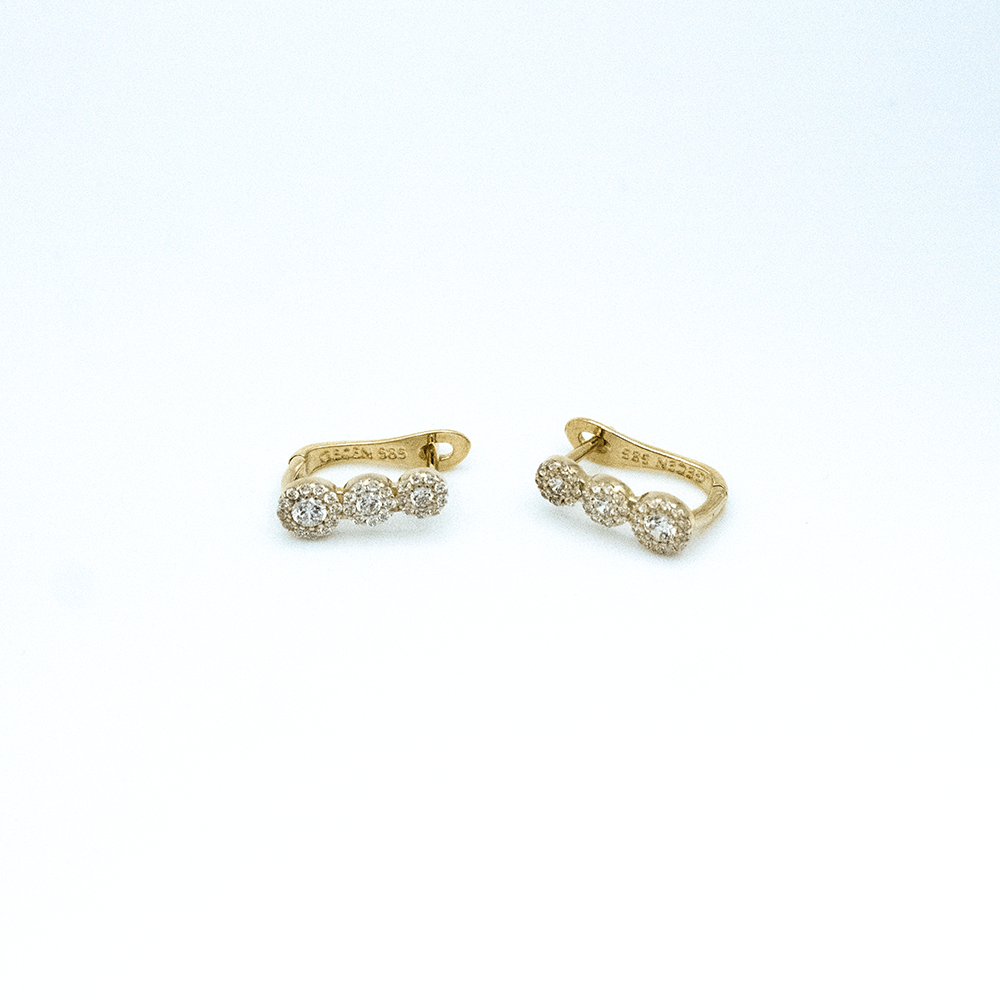 14 Ayar Zümrüt Akşamı Altın Küpe