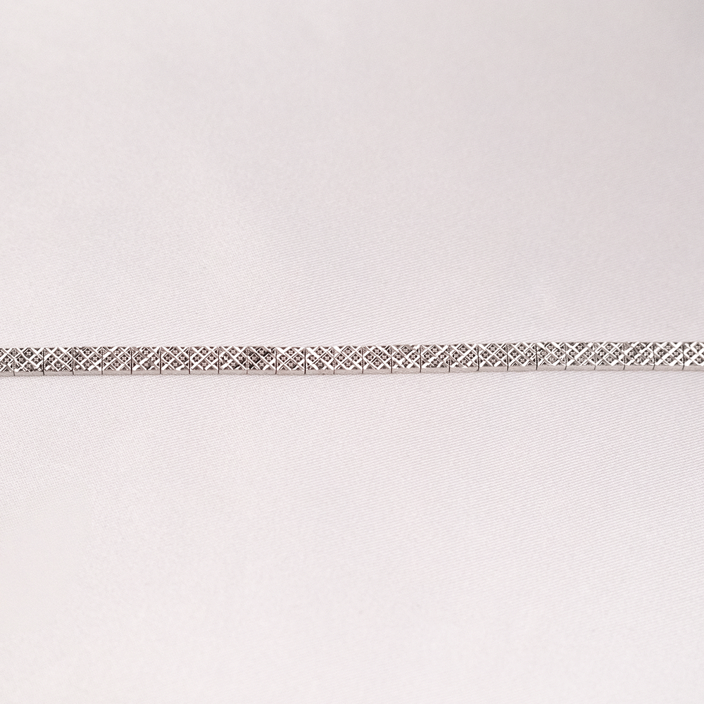 14 Ayar Baklava Kesim Sıralı Beyaz Altın Bileklik