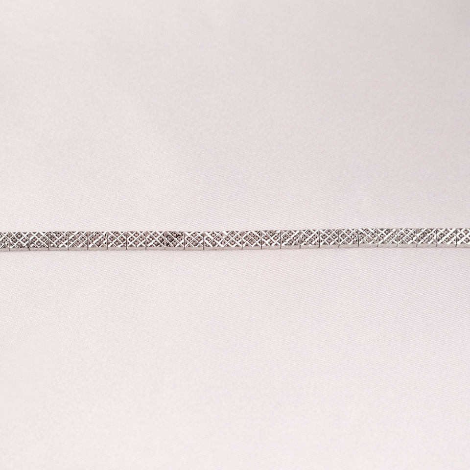 14 Ayar Baklava Kesim Sıralı Beyaz Altın Bileklik