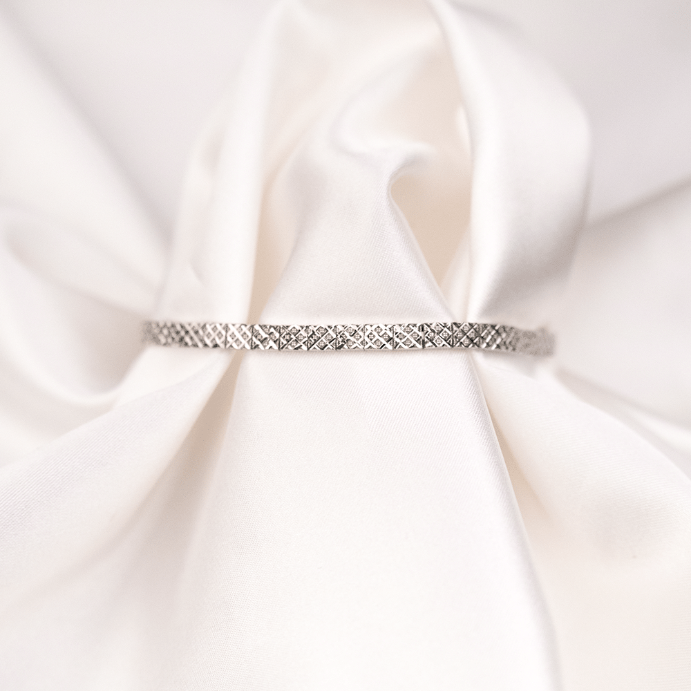 14 Ayar Baklava Kesim Sıralı Beyaz Altın Bileklik