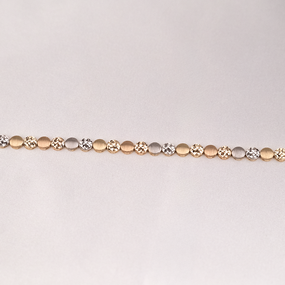 14 Ayar Parıltılı Daire Zarafeti Altın Bileklik