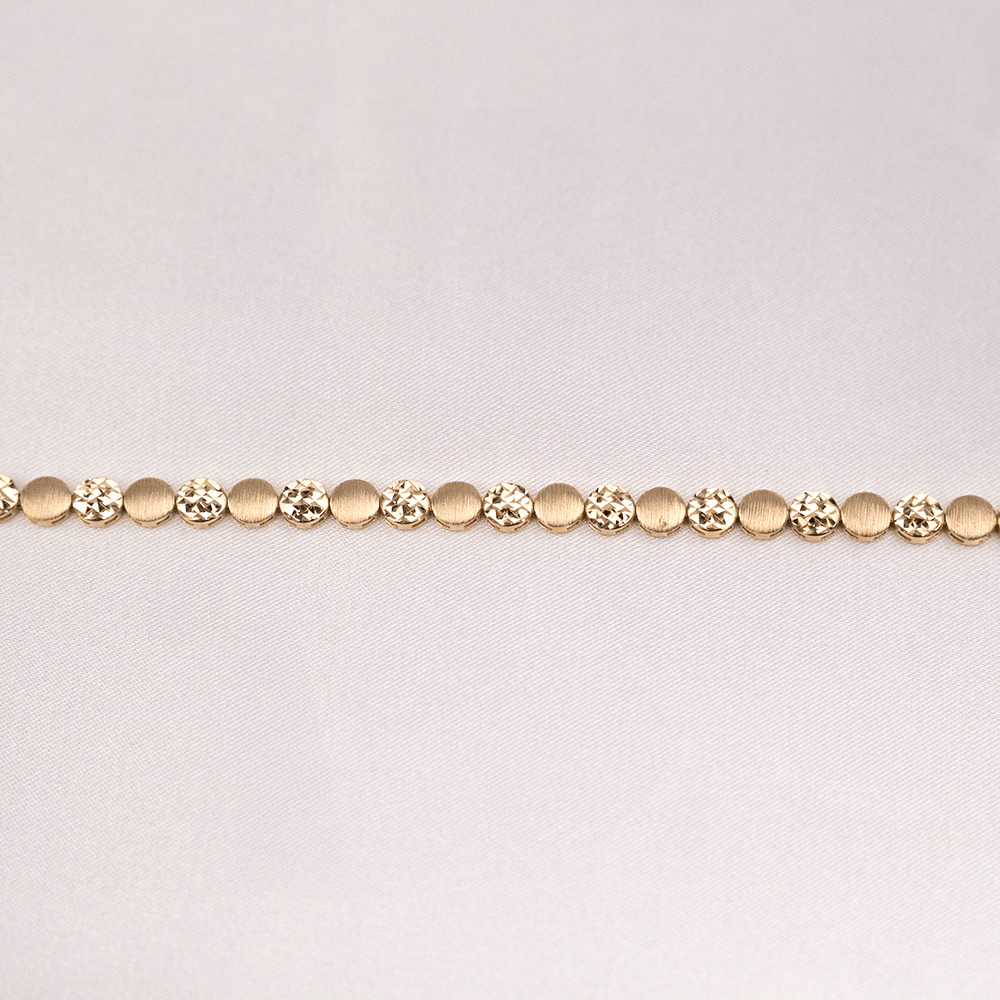 14 Ayar Parıltılı Daire Sıralı Altın Bileklik