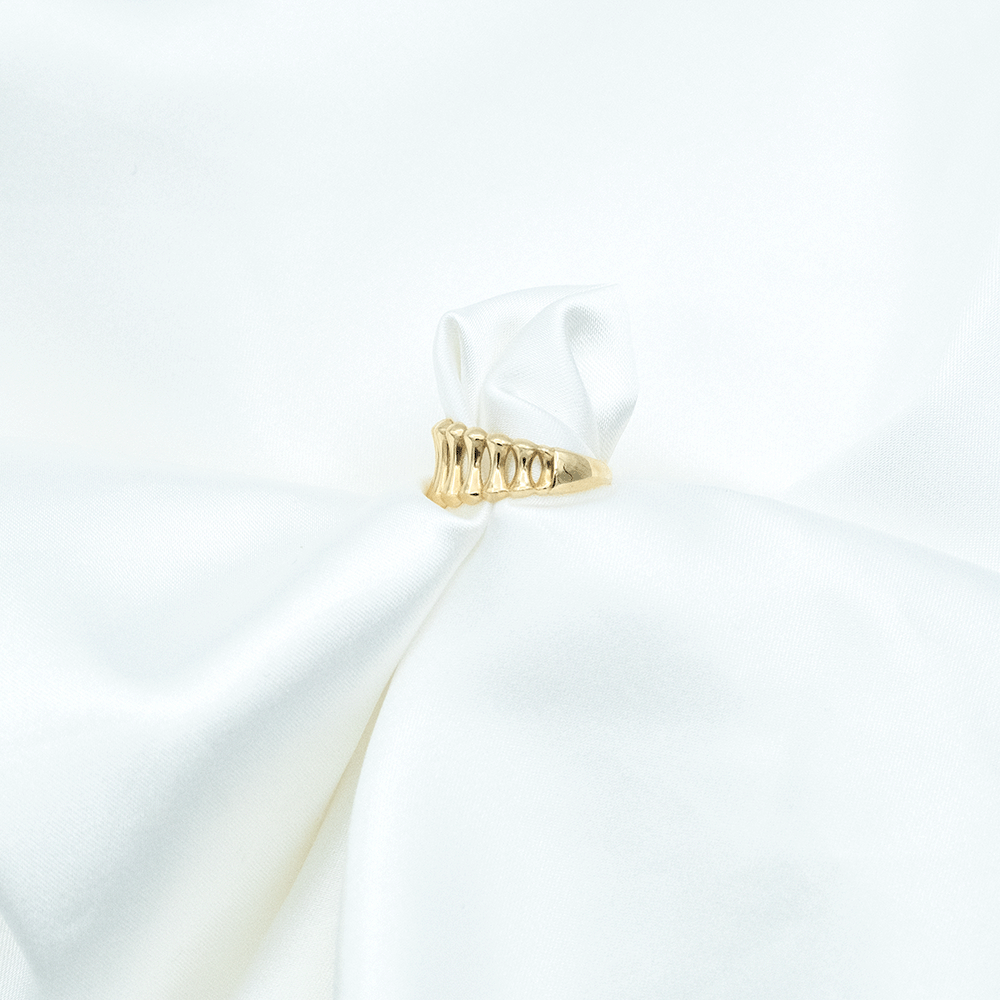 14 Ayar Kemik Kesim Sıralı Altın Yüzük