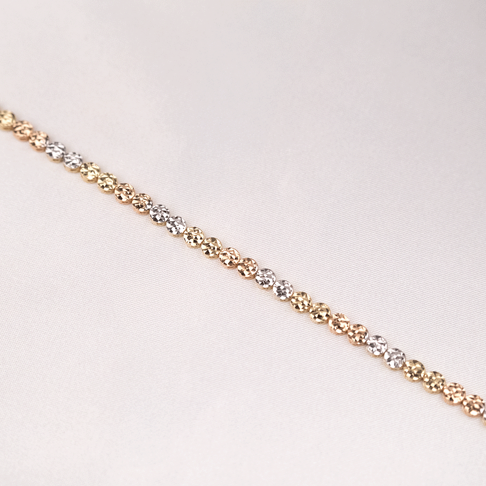 14 Ayar Parıltılı Renkli Daire Zarafeti Altın Bileklik