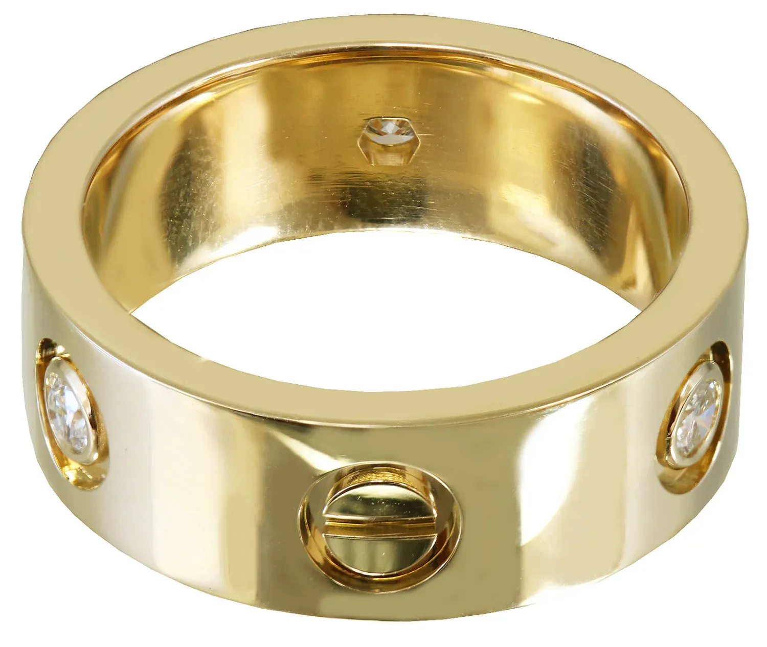 14 Ayar Vida Desenli Taşlı Altın Alyans Yüzük