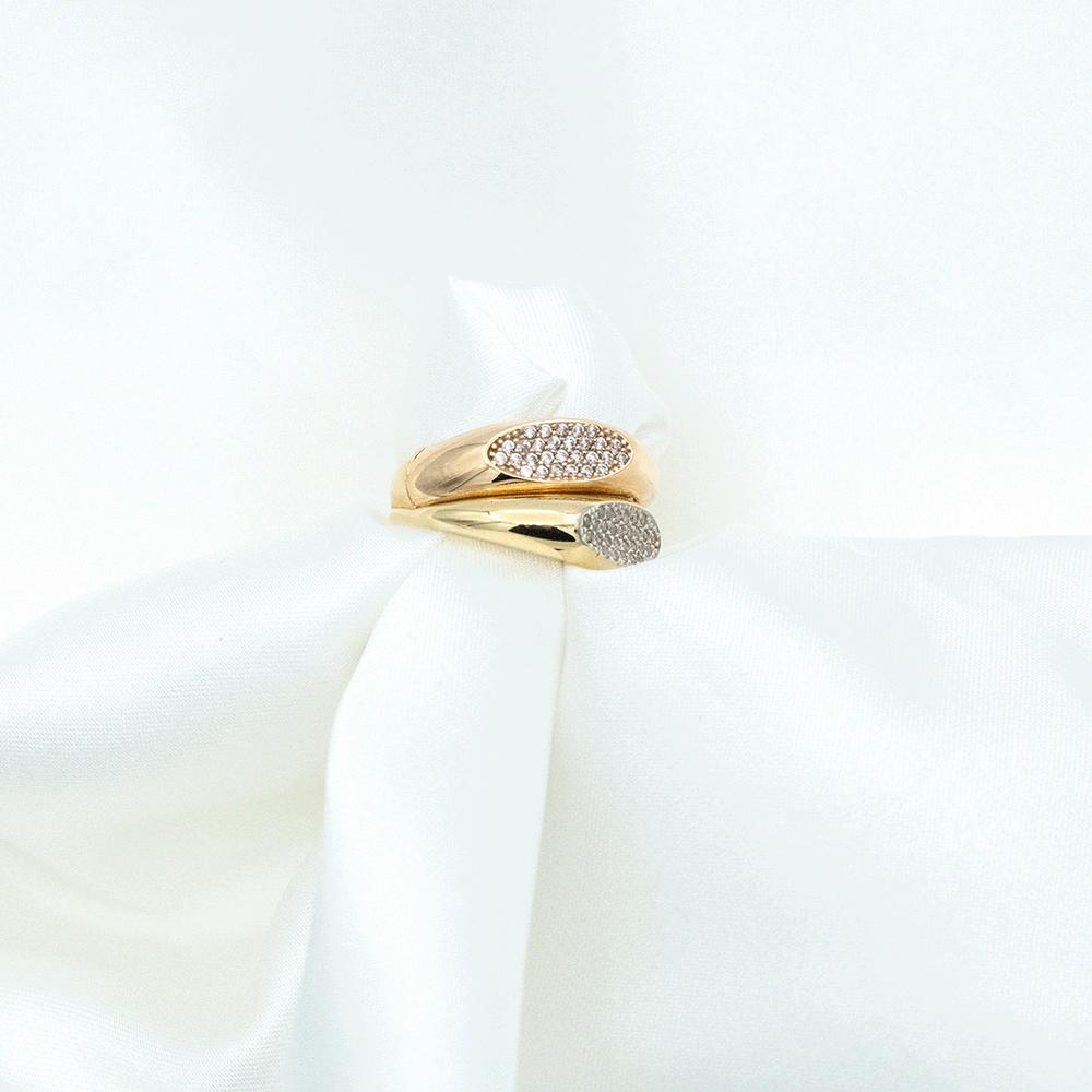 14 Ayar Çifte Taşlı Altın Yüzük