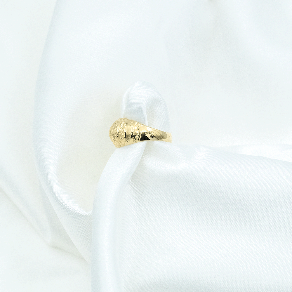 14 Ayar Parıltılı Desenli Altın Yüzük