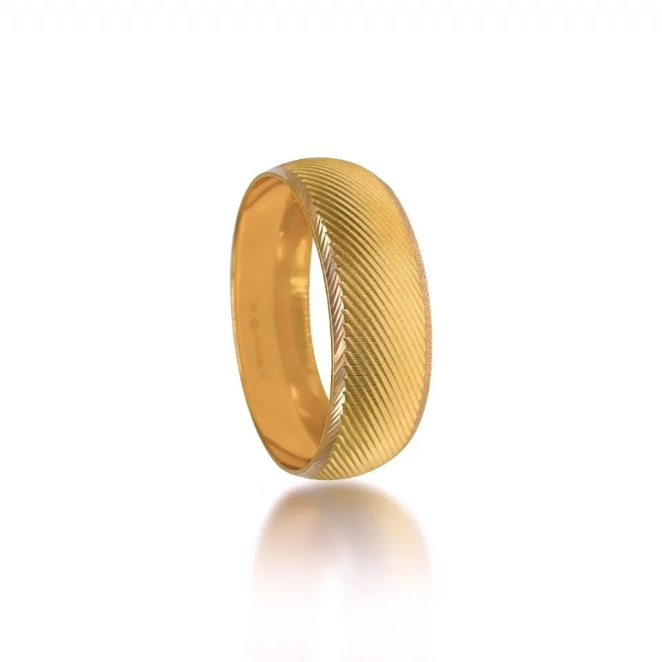 22 Ayar Kenarları Şeritli Ortası Çapraz Çizgili Mega Gold Altın Bilezik 30 Gr