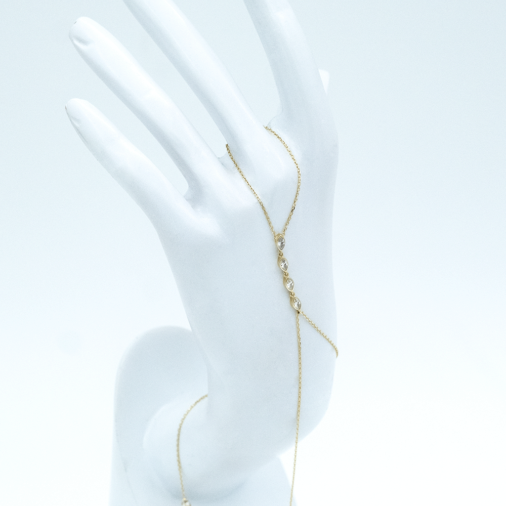 14 Ayar Taşlı Detaylı Şahmeran Altın Bileklik