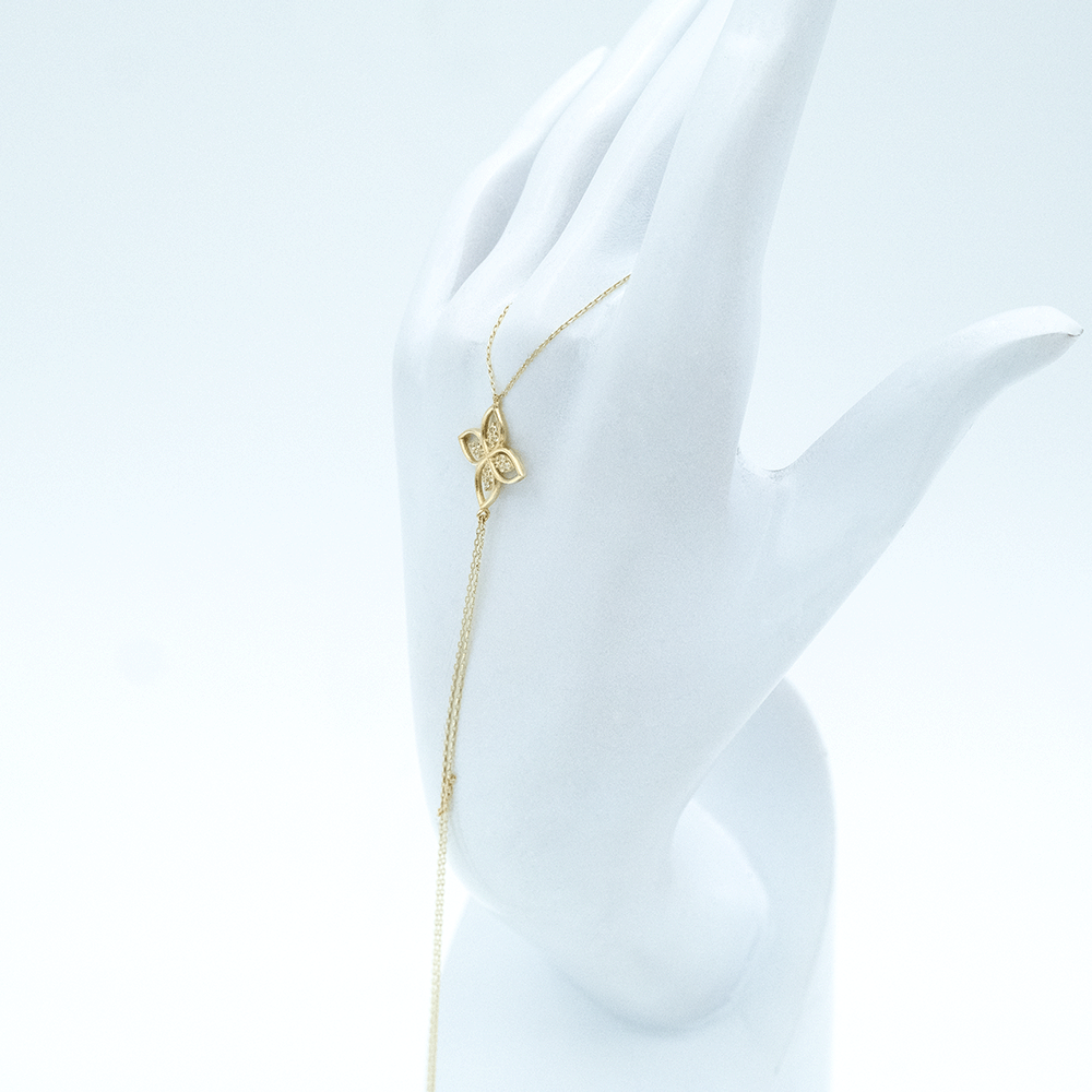 14 Ayar Çiçek Figürlü Şahmeran Altın Bileklik