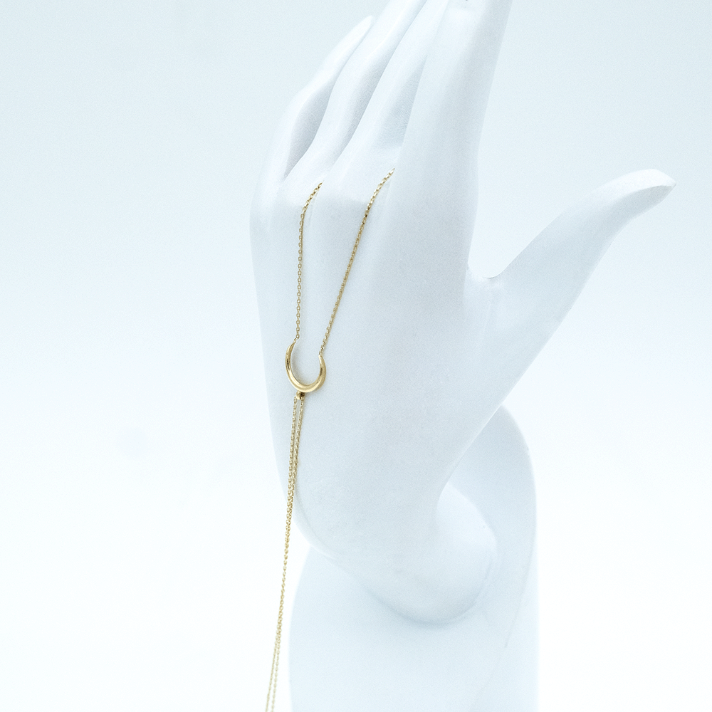 14 Ayar Yarım Ay Detaylı Şahmeran Altın Bileklik