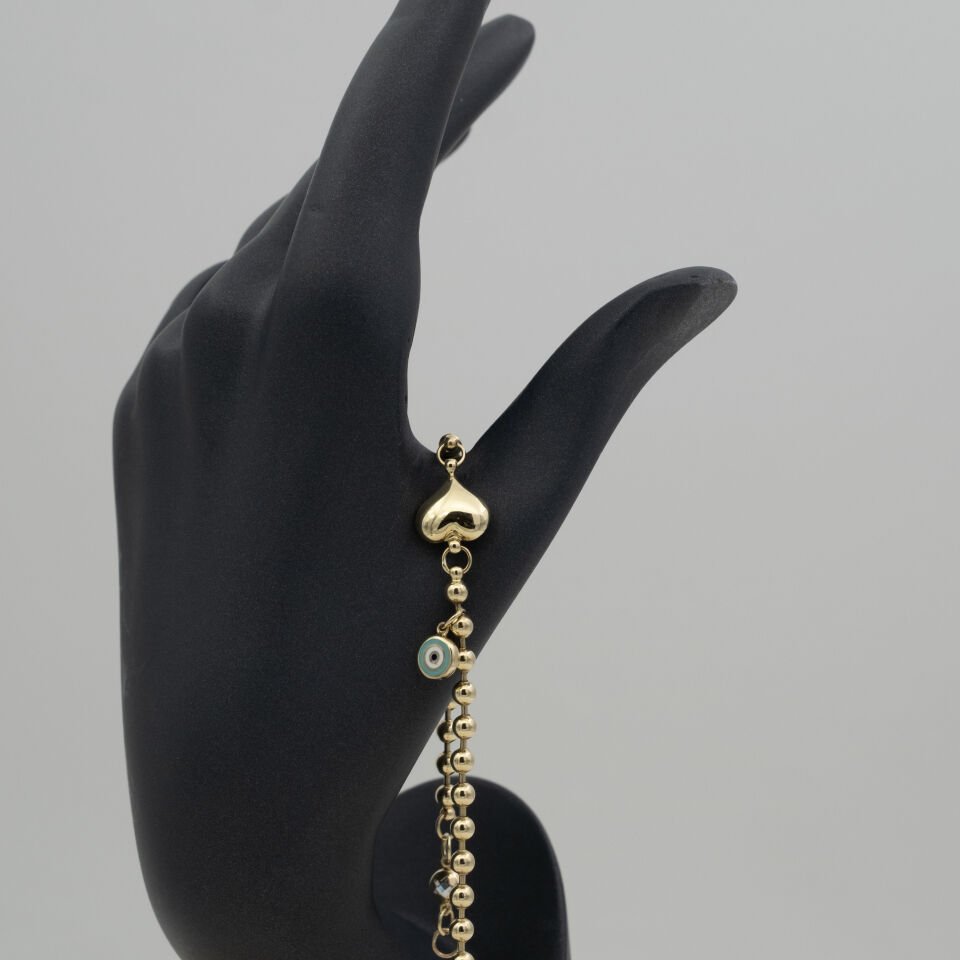 14 Ayar Kalp Detaylı Altın Bileklik