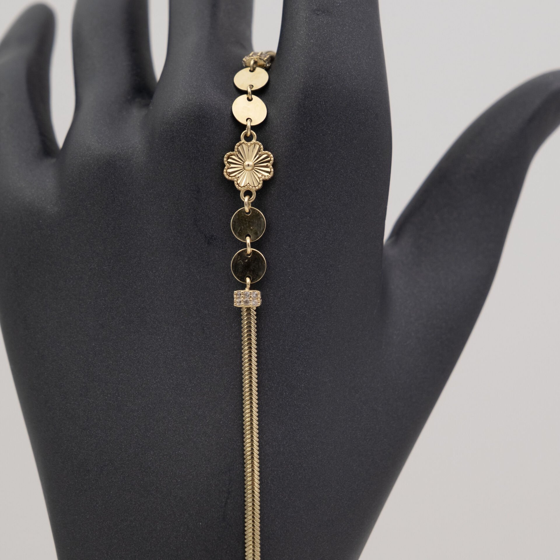 14 Ayar Parıltılı Altın Bileklik