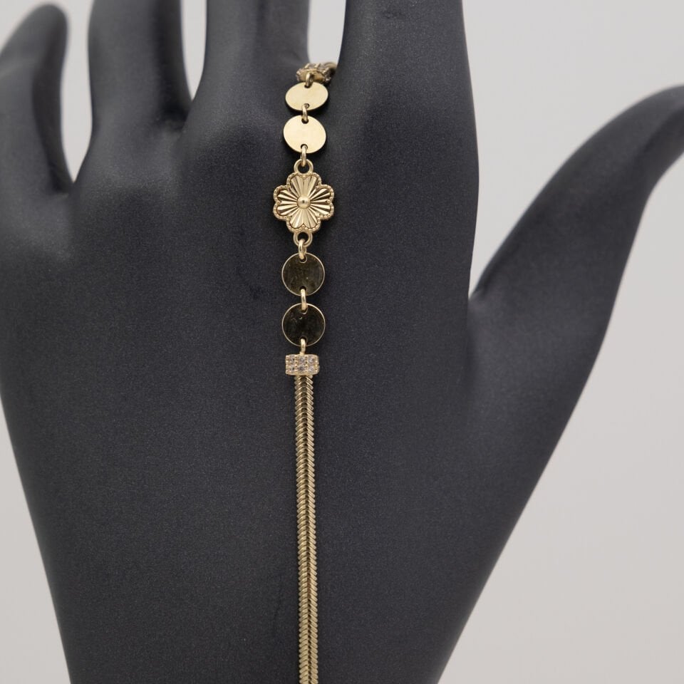 14 Ayar Parıltılı Altın Bileklik