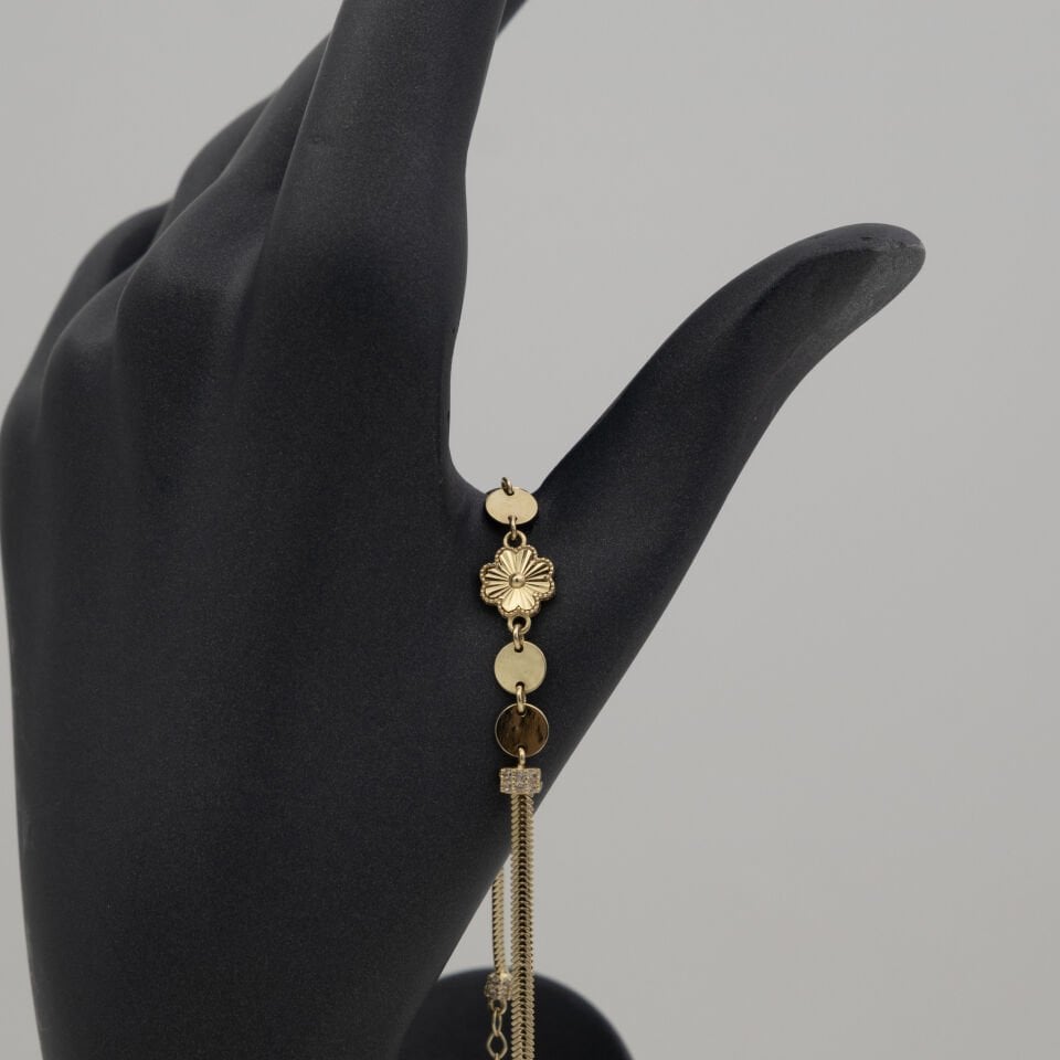 14 Ayar Parıltılı Altın Bileklik