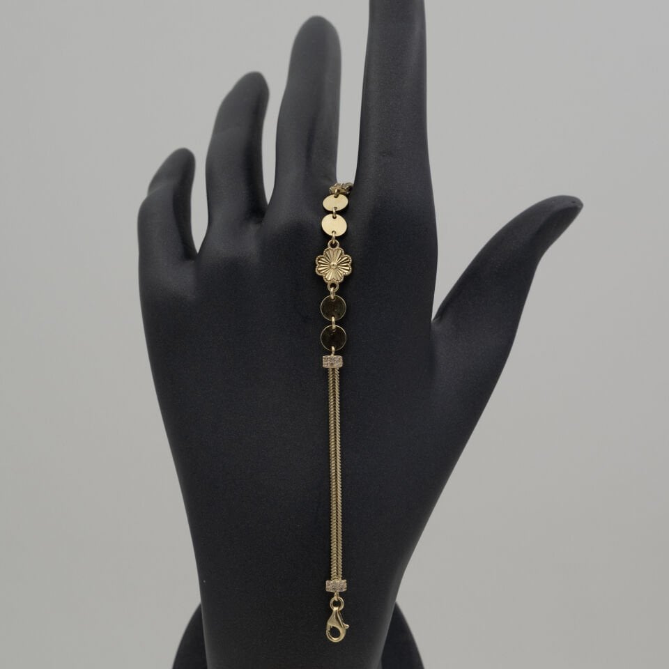 14 Ayar Parıltılı Altın Bileklik