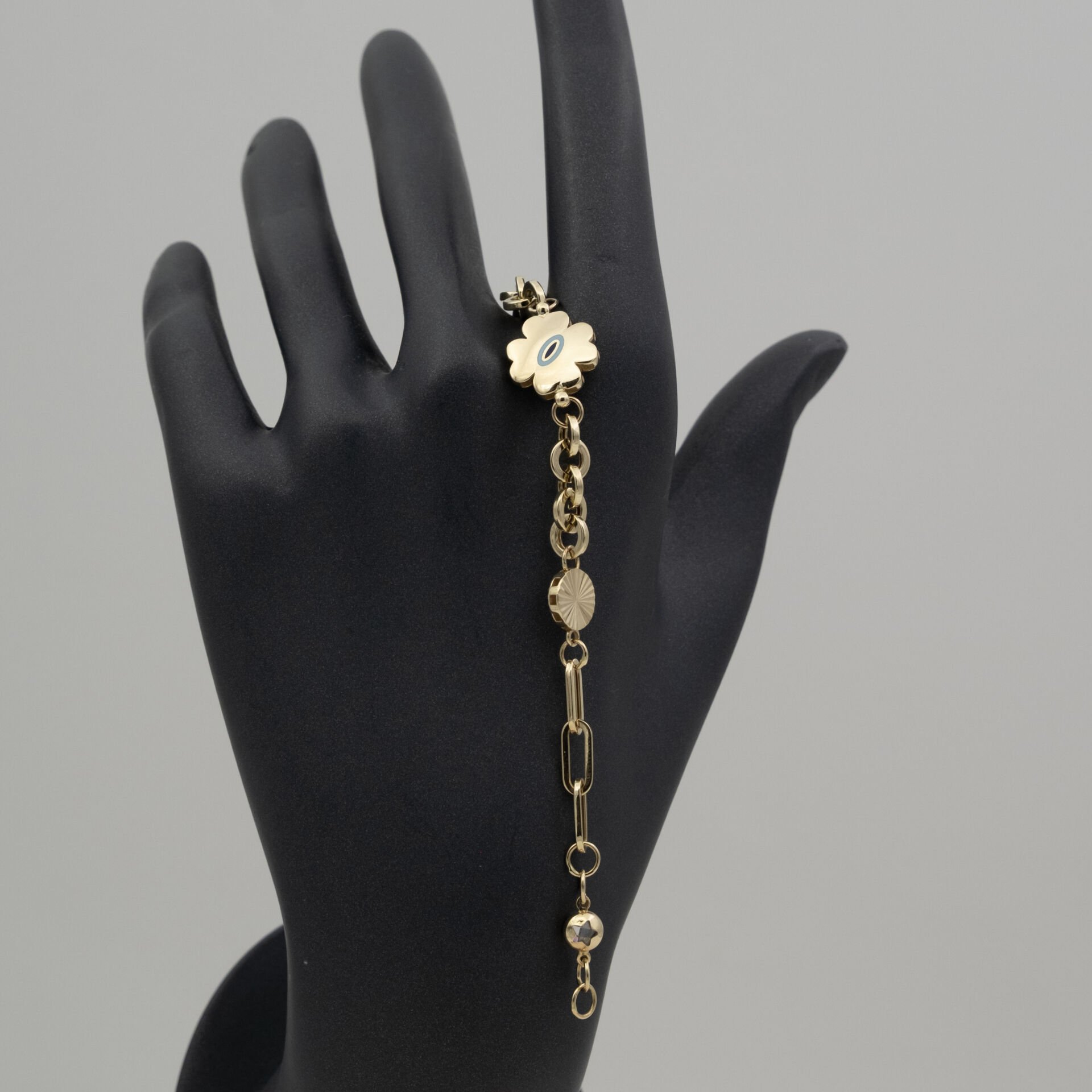 14 Ayar Çiçek Detaylı Altın Bileklik