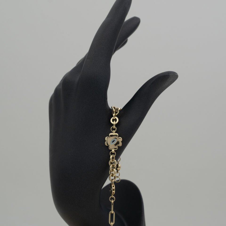 14 Ayar Çiçek Detaylı Altın Bileklik