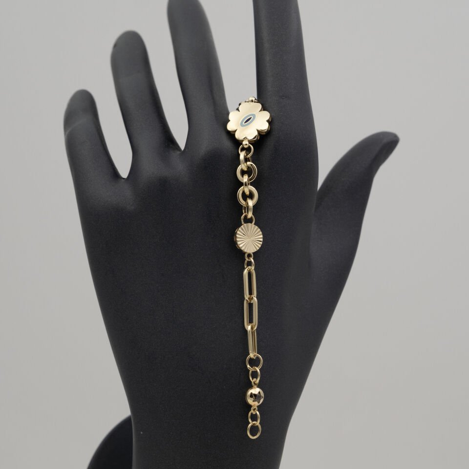 14 Ayar Çiçek Detaylı Altın Bileklik