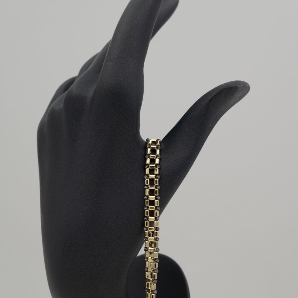 14 Ayar Parıltılı Detaylı Altın Bileklik