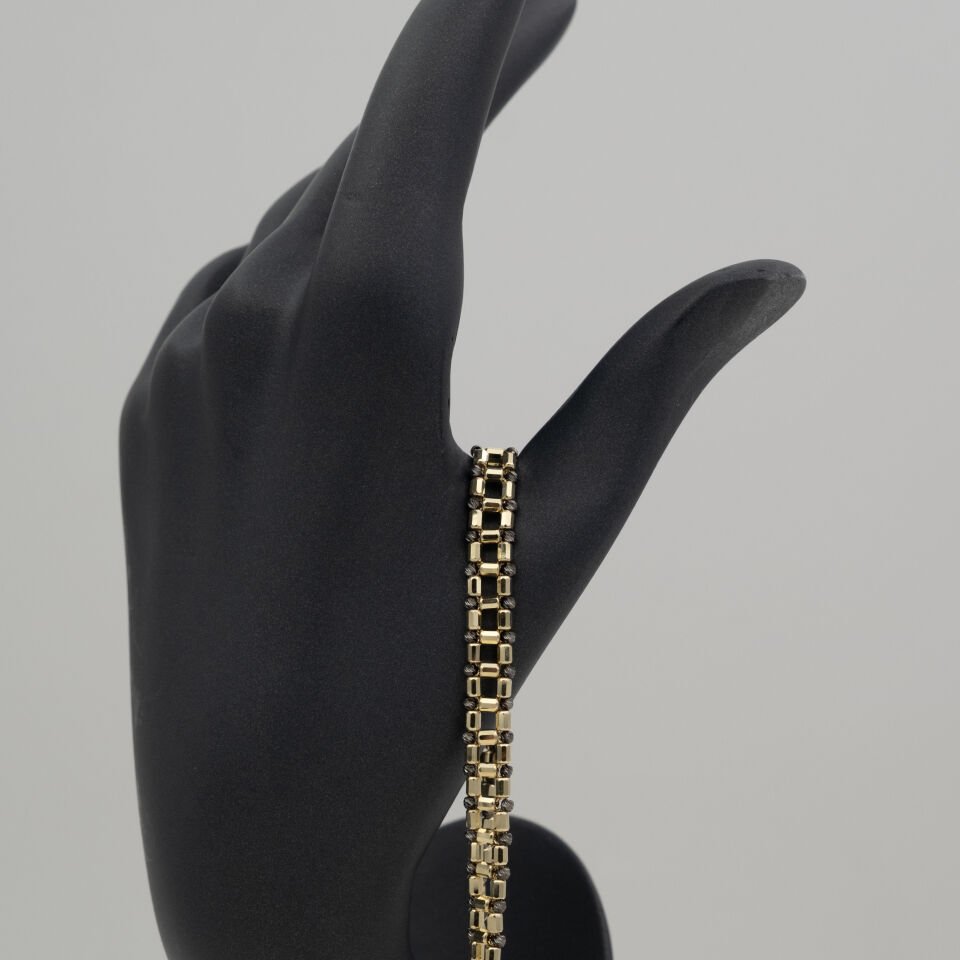 14 Ayar Parıltılı Detaylı Altın Bileklik