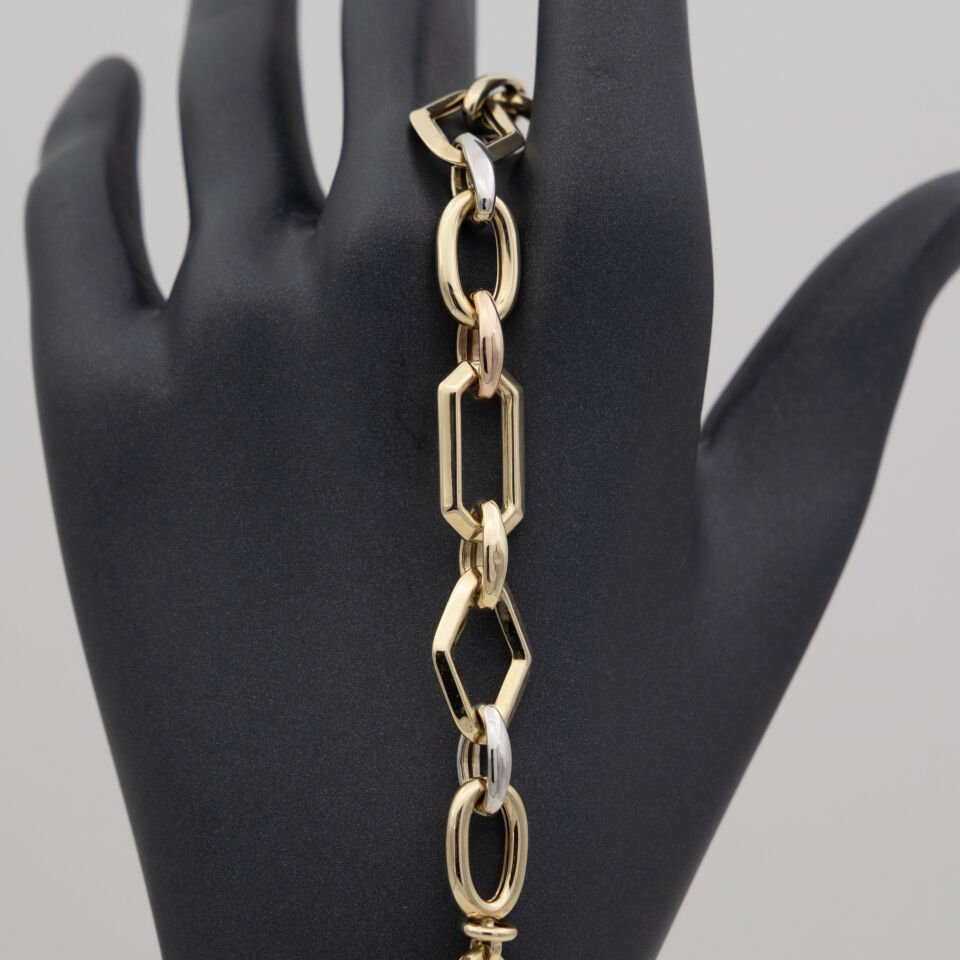 14 Ayar Yuvarlatılmış Dörtgen Detay Altın Bileklik