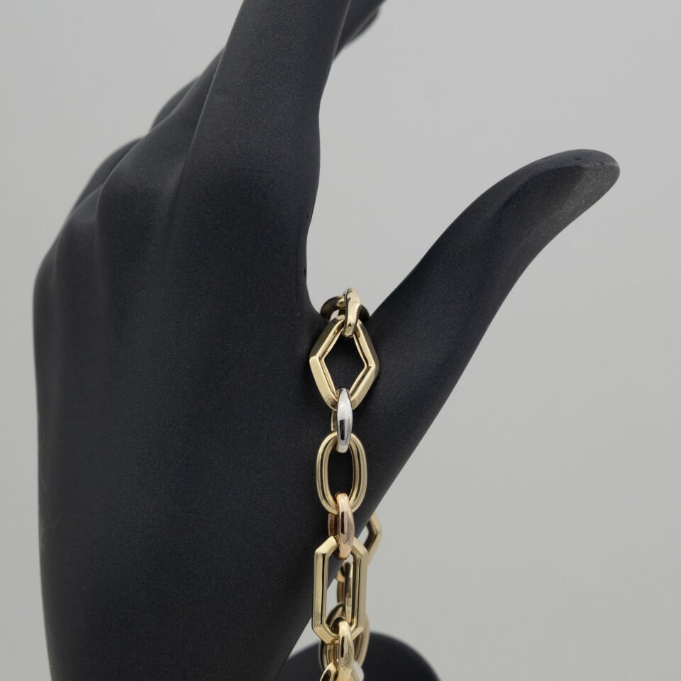 14 Ayar Yuvarlatılmış Dörtgen Detay Altın Bileklik