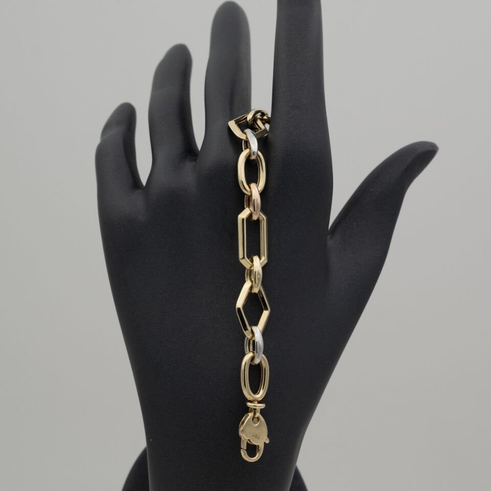 14 Ayar Yuvarlatılmış Dörtgen Detay Altın Bileklik