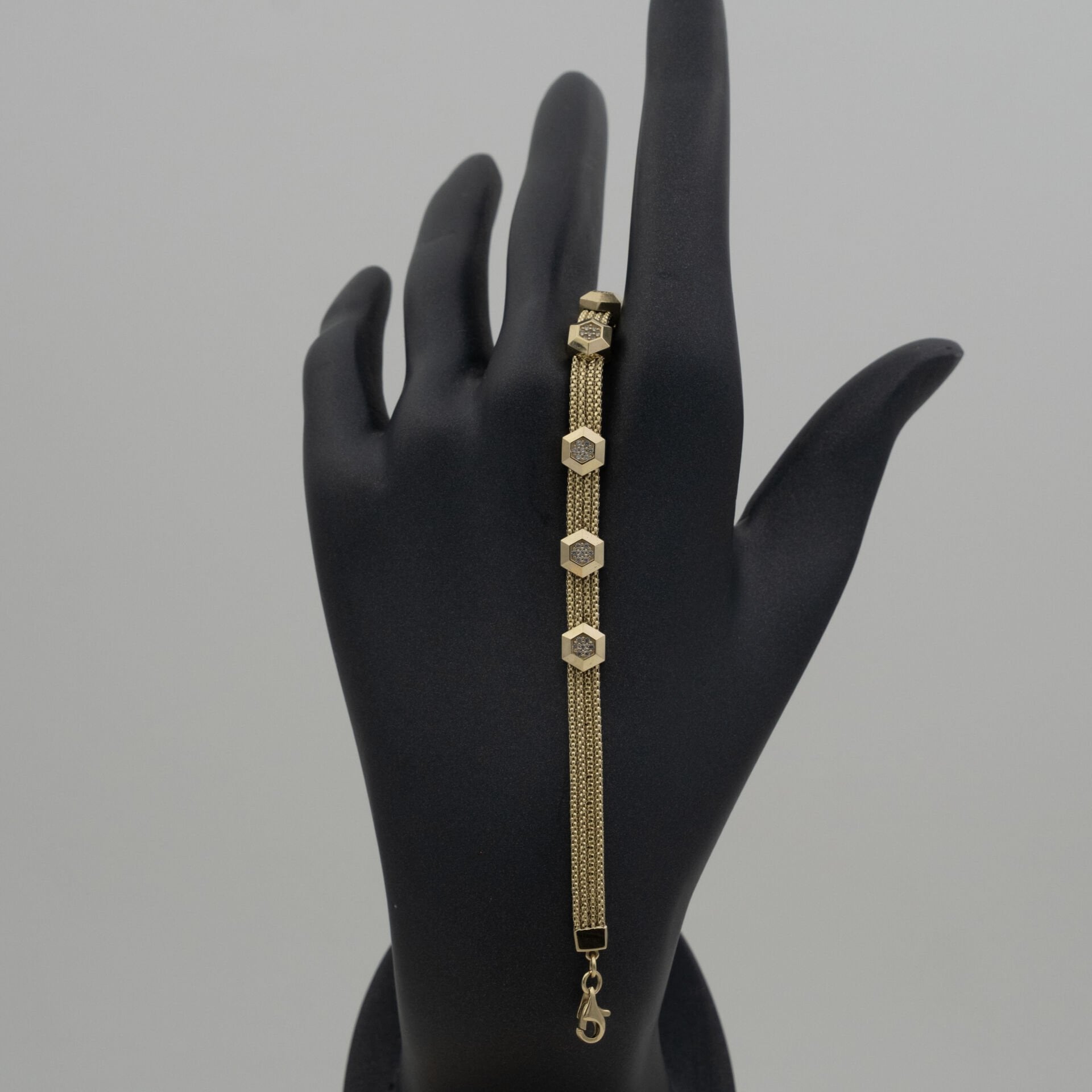 14 Ayar Dört Sıra Detaylı Altın Bileklik