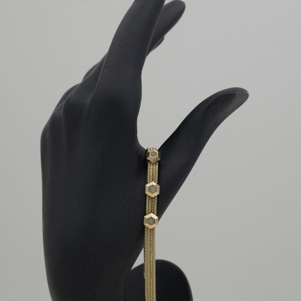 14 Ayar Dört Sıra Detaylı Altın Bileklik