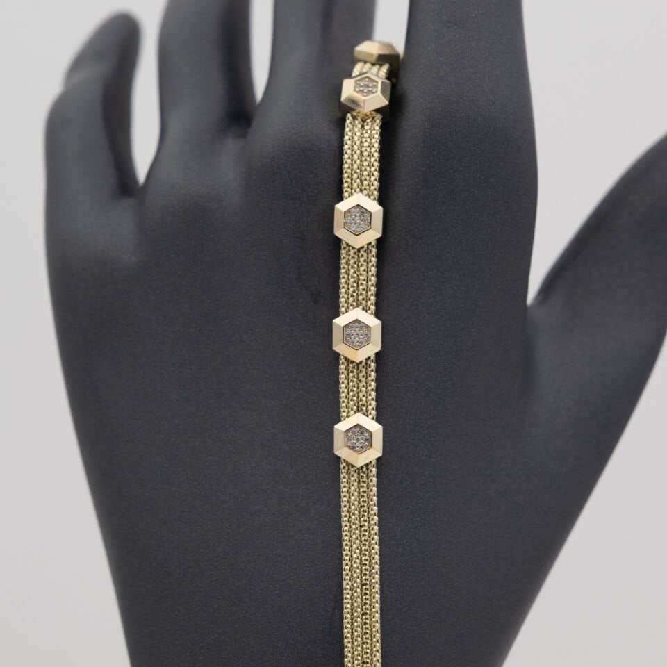 14 Ayar Dört Sıra Detaylı Altın Bileklik