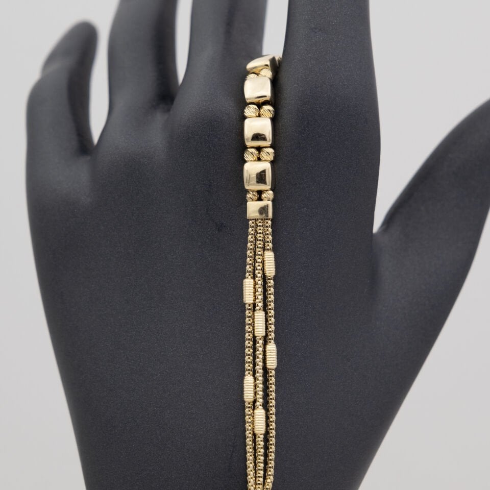 14 Ayar Örgü Detaylı Altın Bileklik